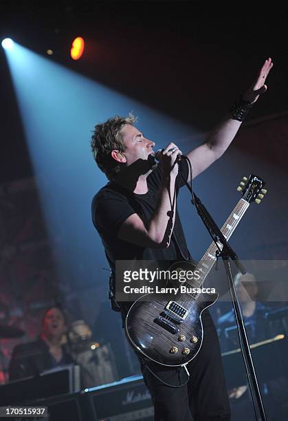 Chad Kroeger of Nickelback performs at the Songwriters Hall of Fame 44th Annual Induction and Awards Dinner at the New York Marriott Marquis on June...