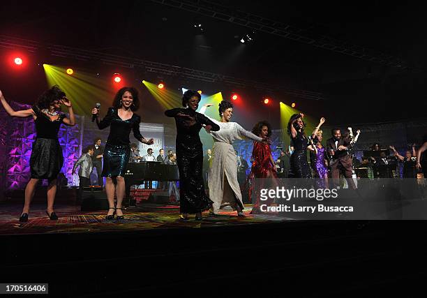 The cast of Motown The Musical performs at the Songwriters Hall of Fame 44th Annual Induction and Awards Dinner at the New York Marriott Marquis on...