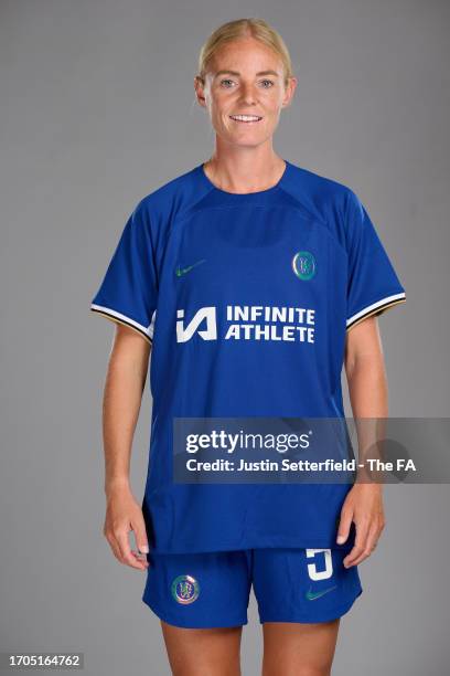 Sophie Ingle of Chelsea poses during the Super League Headshots 2023/24 portrait session on September 13, 2023 in London, England.