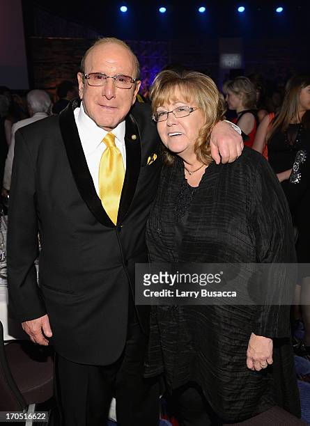 Producer Clive Davis and SHOF President and CEO Linda Moran attend the Songwriters Hall of Fame 44th Annual Induction and Awards Dinner at the New...
