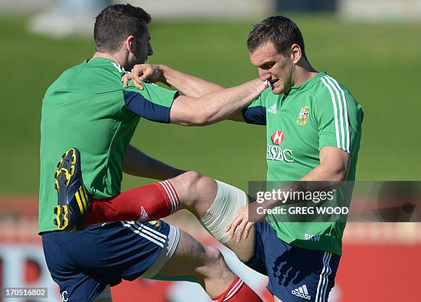 British and Irish Lions player Sam Warburton attends a team training session during the captain's run in Sydney on June 14, 2013. The Lions will play...