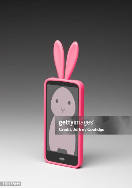 rabbit smart phone - 携帯電話カバー ストックフォトと画像