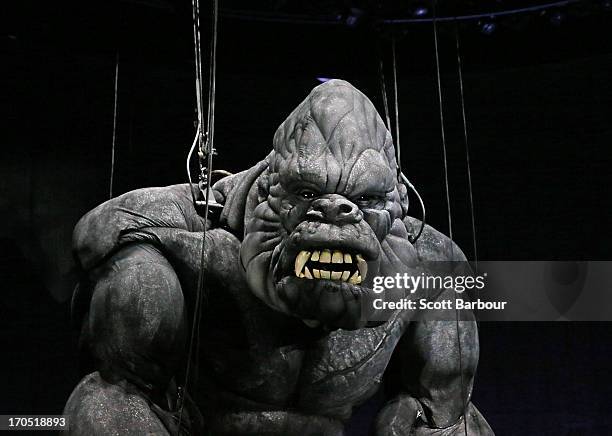 King Kong poses on stage during a "King Kong" production media call at the Regent Theatre on June 14, 2013 in Melbourne, Australia. Based on the...