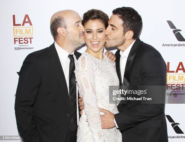 Javier Camara, Blanca Suarez and Miguel Angel Silvestre arrive at the 2013 Los Angeles Film Festival "I'm So Excited!" opening night premiere held at...