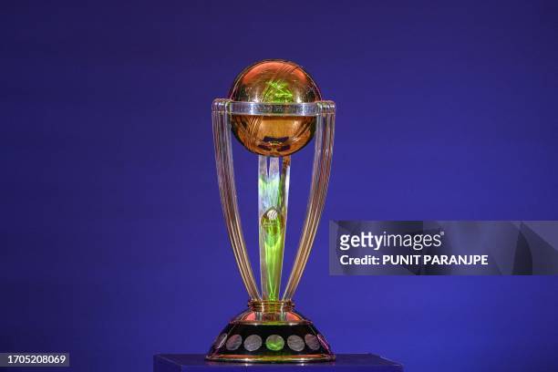 The tournament trophy is kept on display during the 'Captains' Day event' an interaction session between the captains of all participating teams with...