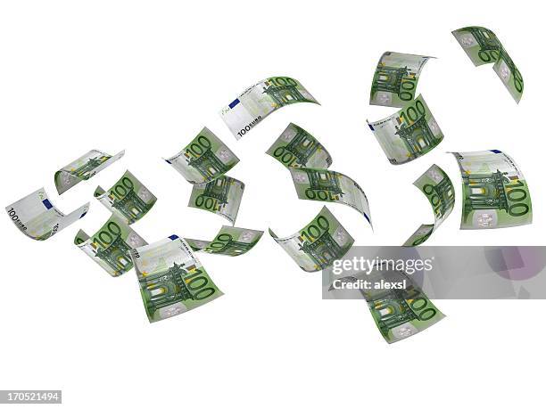 flying euro banknotes - flying money stock pictures, royalty-free photos & images