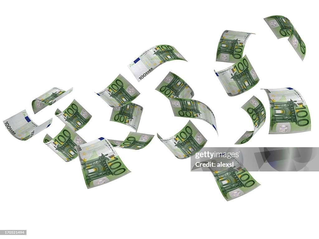 Flying Euro Banknotes