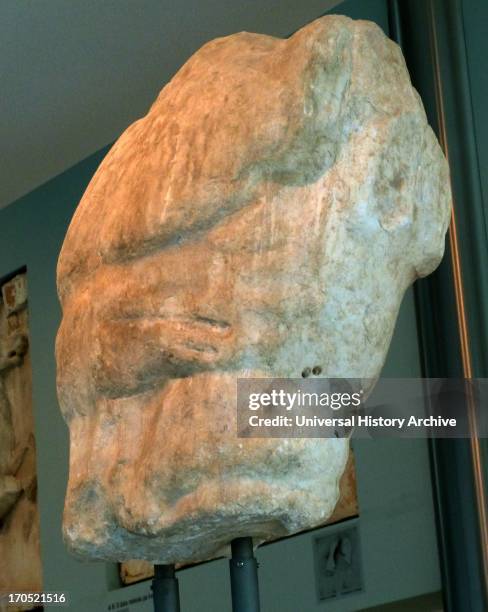 Hephaestus torso from the Parthenon reliefs. Hephaestus Ancient Greek god of blacksmiths, craftsmen, artisans, sculptors, metals, metallurgy, fire...