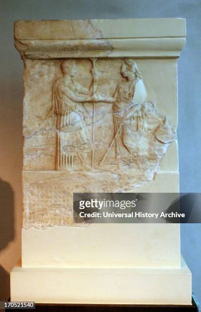 Accounts of the Treasurers of the goddess Athena and the other Gods 401/400 - 399/8 BC On the relief the goddesses Athena and Hera clasp hands.