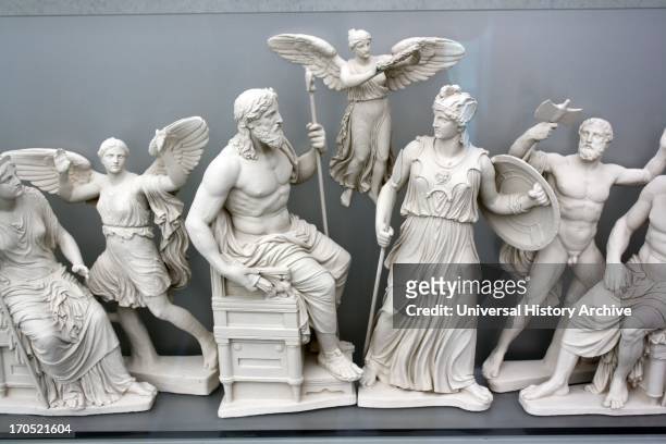 Reconstruction of the east pediment of the Parthenon according to drawing by K Schwerzek The Parthenon was built on the Acropolis, Athens, Greece in...