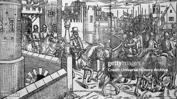 Irish rebels heads on spikes over Dublin Castle, 16th Century