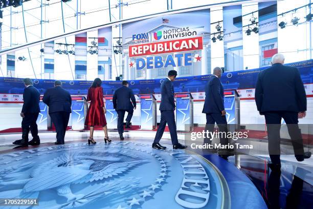 Republican presidential candidates , North Dakota Gov. Doug Burgum, former New Jersey Gov. Chris Christie, former U.N. Ambassador Nikki Haley,...