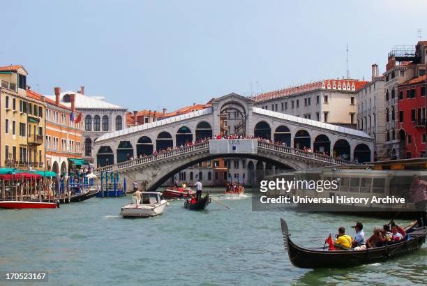 The Rialto Bridge is one of the four bridges spanning the Grand Canal in Venice, Italy. It is the oldest bridge across the canal, and was the...