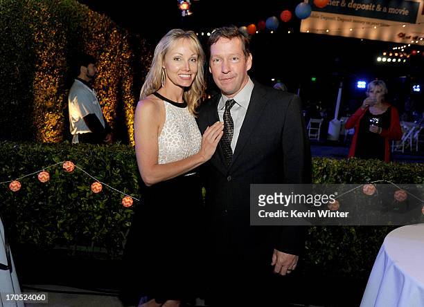 Ashley Vachon and actor D.B. Sweeney attend the premiere of Sony Pictures Classics "I'm So Excited!" after party during the 2013 Los Angeles Film...