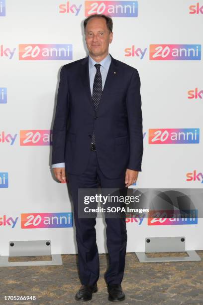 Luca Ciriani attends the photocall of the event Sky 20 anni at Terme di Diocleziano.