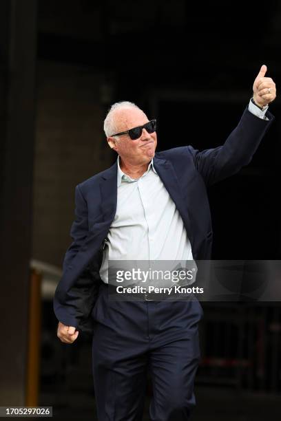 Jeffrey Lurie walks out prior to an NFL football game between the Philadelphia Eagles and the Tampa Bay Buccaneers at Raymond James Stadium on...