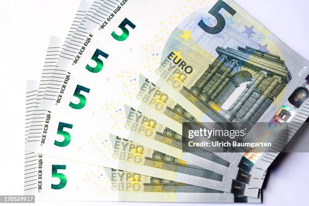 The new 5 Euro bank notes on May 24, 2013.