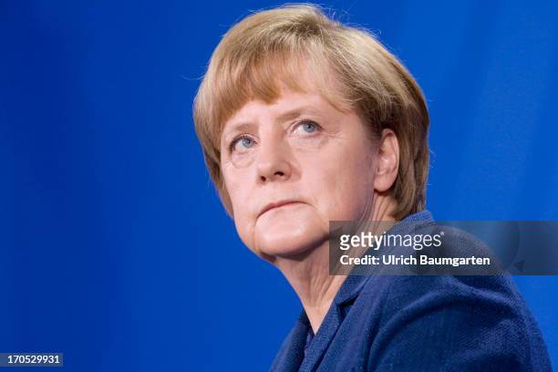 Federal Chancellor Angela Merkel during the press conference in the Federal Chancellory at the visit of the Chinese Prime Minister Li Kequiang on May...