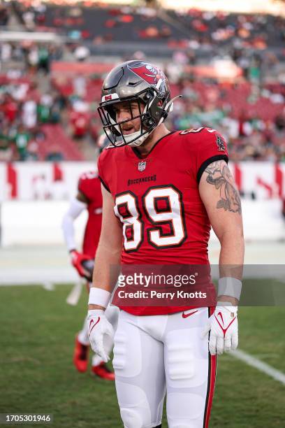 David Wells of the Tampa Bay Buccaneers warms up prior to an NFL football game against the Philadelphia Eagles at Raymond James Stadium on September...