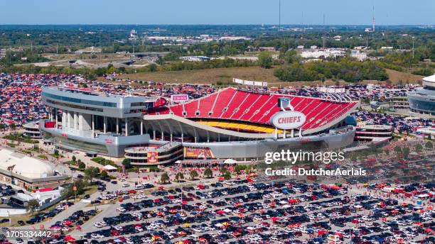 aerial view of arrowhead stadium - kansas city missouri stock pictures, royalty-free photos & images