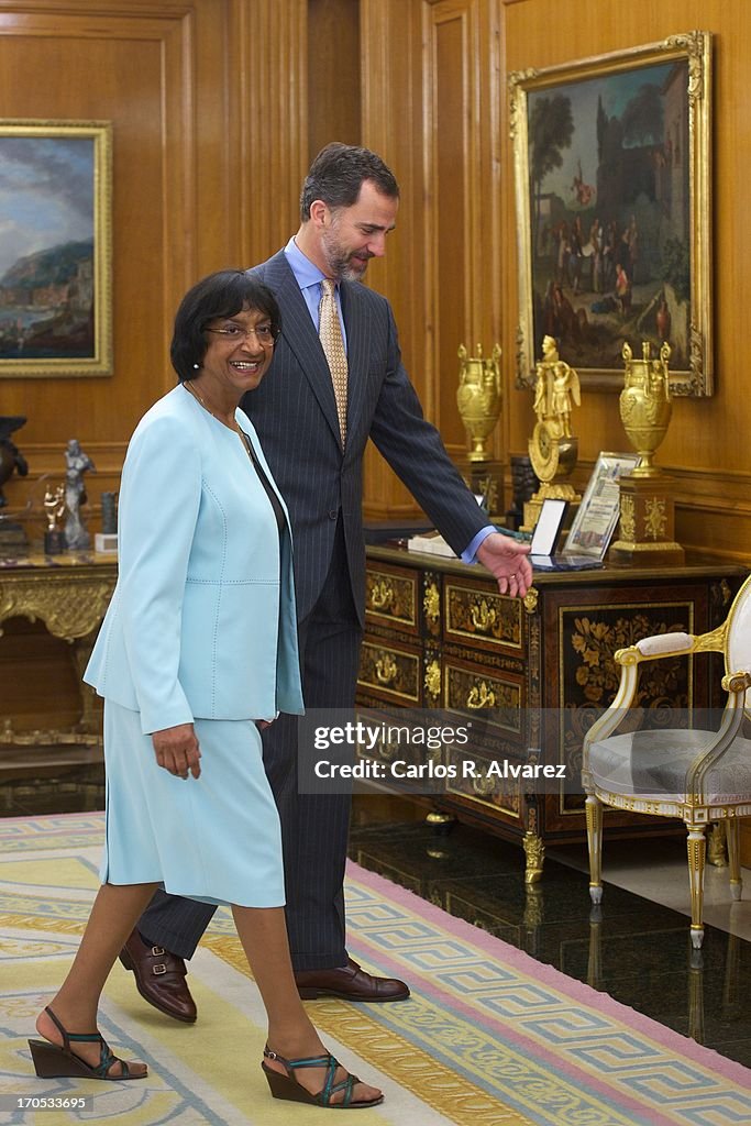 Prince Felipe of Spain Attends Mrs Navanethem Pillay at Zarzuela Palace