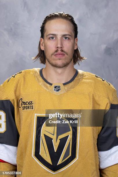 Max Comtois of the Vegas Golden Knights poses for his official headshot for the 2023-2024 season at City National Arena on September 20, 2023 in Las...