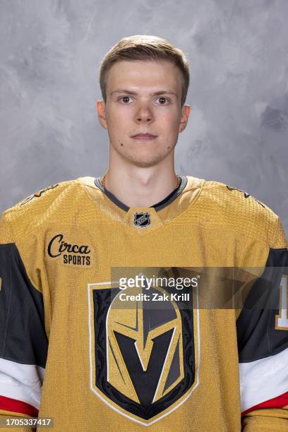 Pavel Dorofeyev of the Vegas Golden Knights poses for his official headshot for the 2023-2024 season at City National Arena on September 20, 2023 in...