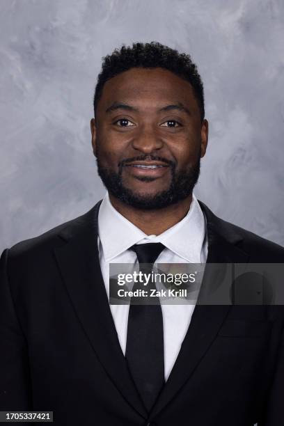 Joel Ward of the Vegas Golden Knights poses for his official headshot for the 2023-2024 season at City National Arena on September 20, 2023 in Las...