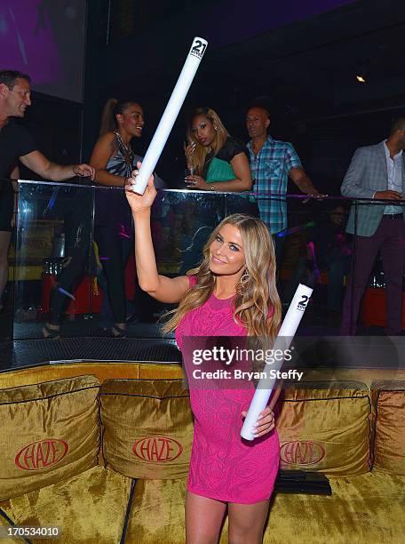 Actress/model Carmen Electra appears during the Blu-ray & DVD release of the movie "21 & Over" at Haze Nightclub at the Aria Resort & Casino at City...