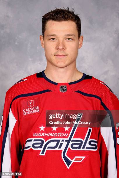 Matthew Strome of the Washington Capitals poses for his official headshot for the 2023-2024 season at MedStar Capitals Iceplex on September 20, 2023...