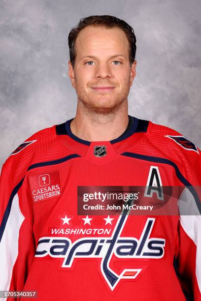 John Carlson of the Washington Capitals poses for his official headshot for the 2023-2024 season at MedStar Capitals Iceplex on September 20, 2023 in...