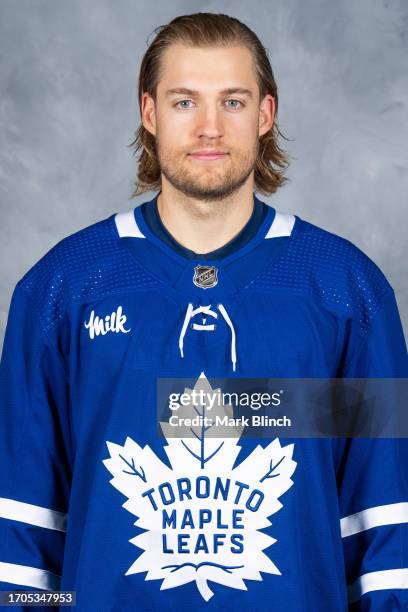 William Lagesson of the Toronto Maple Leafs poses for his official headshot for the 2023-2024 at the Ford Performance Centre on September 20, 2023 in...