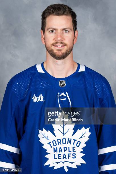 Martin Jones of the Toronto Maple Leafs poses for his official headshot for the 2023-2024 at the Ford Performance Centre on September 20, 2023 in...