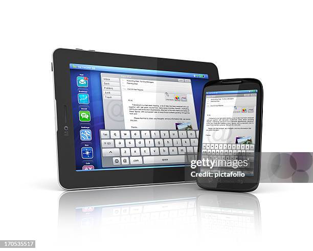 email clients on mobile and tablet - word processor stock pictures, royalty-free photos & images