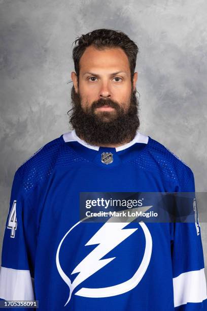 Zach Bogosian of the Tampa Bay Lightning poses for his official headshot for the 2023-2024 season on September 20, 2023 at Amalie Arena in Tampa,...