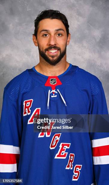 Vincent Trocheck of the New York Rangers poses for his official headshot for the 2023-2024 season on September 20, 2023 at the Sonesta Hotel in White...