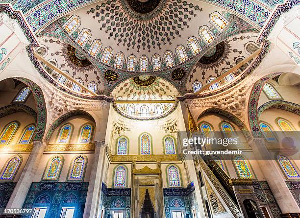 kocatepe mosque interior - turkish culture stock pictures, royalty-free photos & images