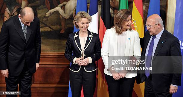 Italian Prime minister Enrico Letta, German Labour minister Ursula Von der Leyen, Spanish minister for Employment Fatima Banez and French Labour...