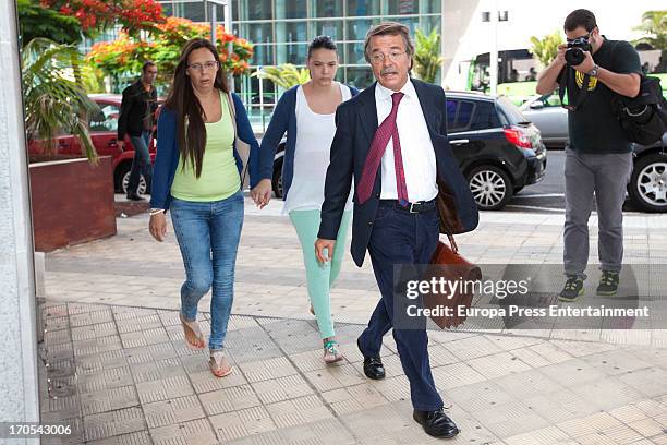 Tenerife Carnival Queen Saida Prieto with her mother attends court on June 13, 2013 in Santa Cruz de Tenerife, Spain. The 25 years-old girl, aspiring...