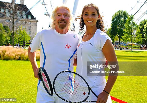 Sir Richard Branson and Laura Robson attend a photocall to celebrate the start of the Wimbledon championships with Virgin Active at London Eye on...