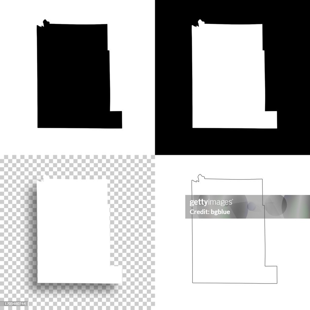 Monroe County, Indiana. Maps for design. Blank, white and black backgrounds