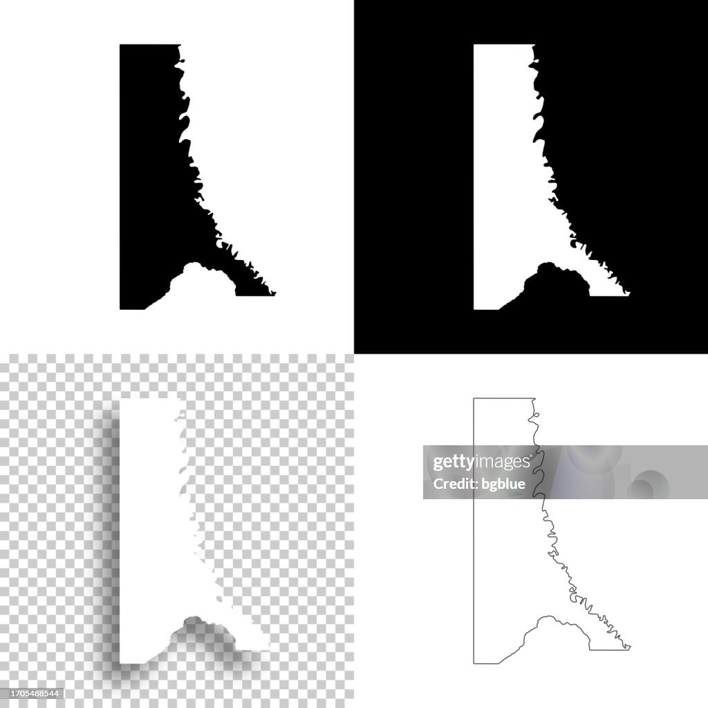 Caddo Parish, Louisiana. Maps for design. Blank, white and black backgrounds