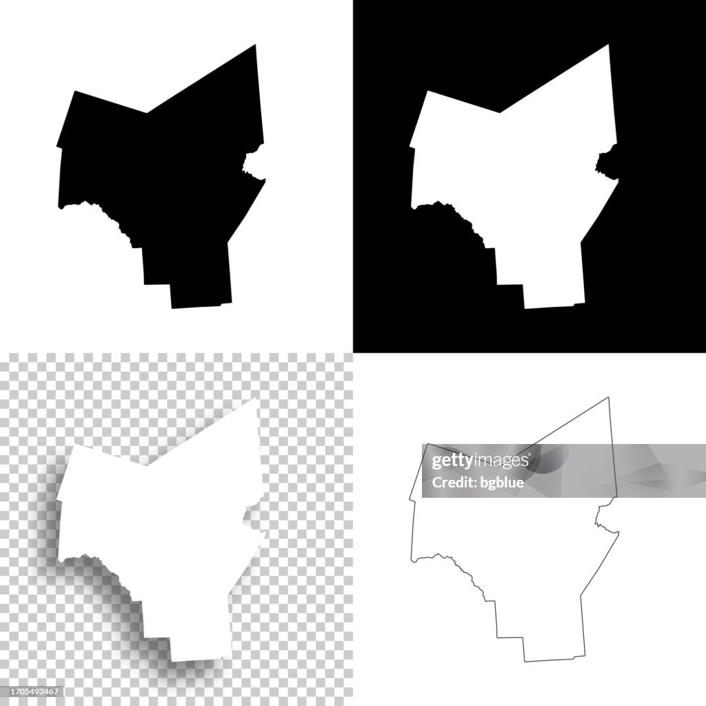 Oneida County, New York. Maps for design. Blank, white and black backgrounds