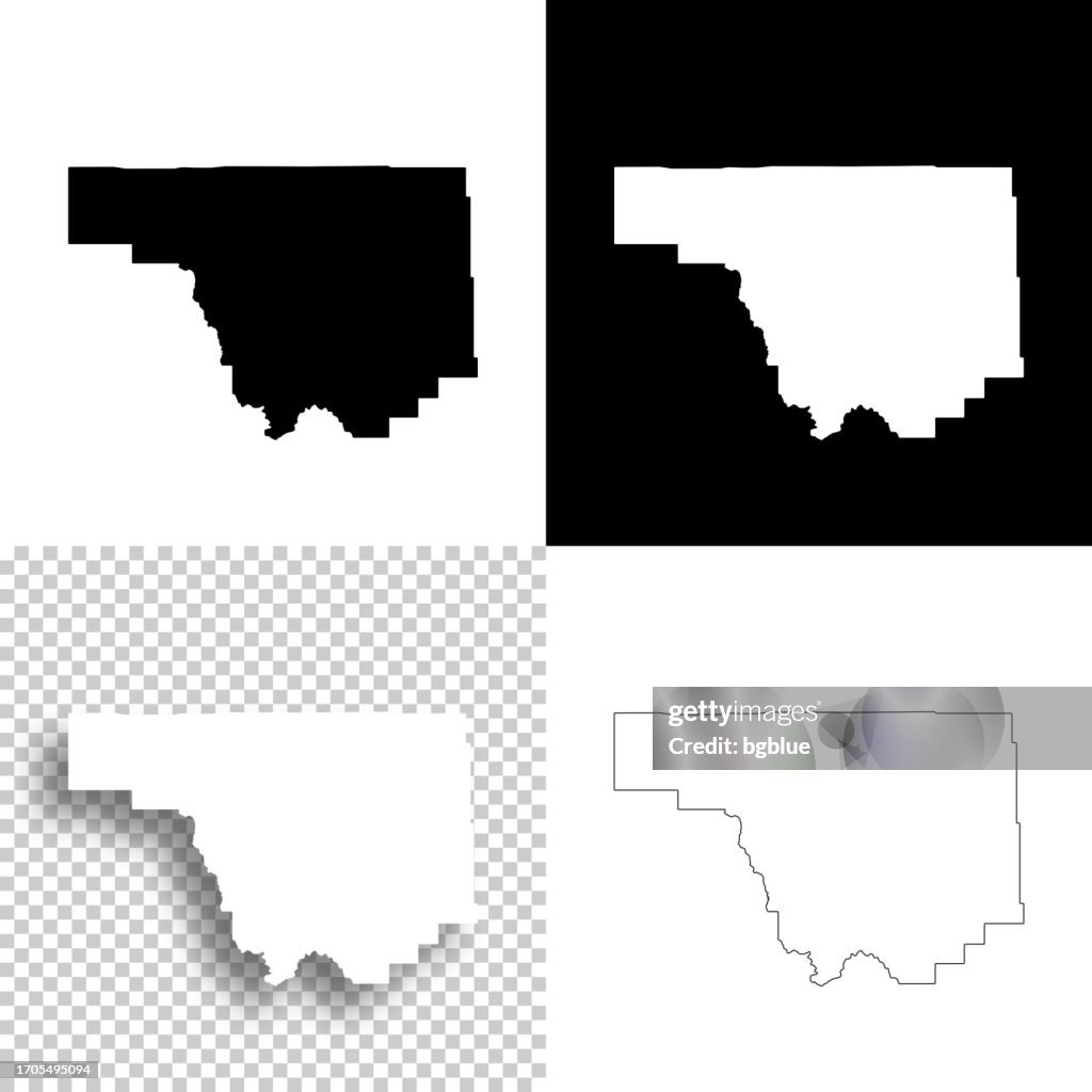 Park County, Wyoming. Maps for design. Blank, white and black backgrounds