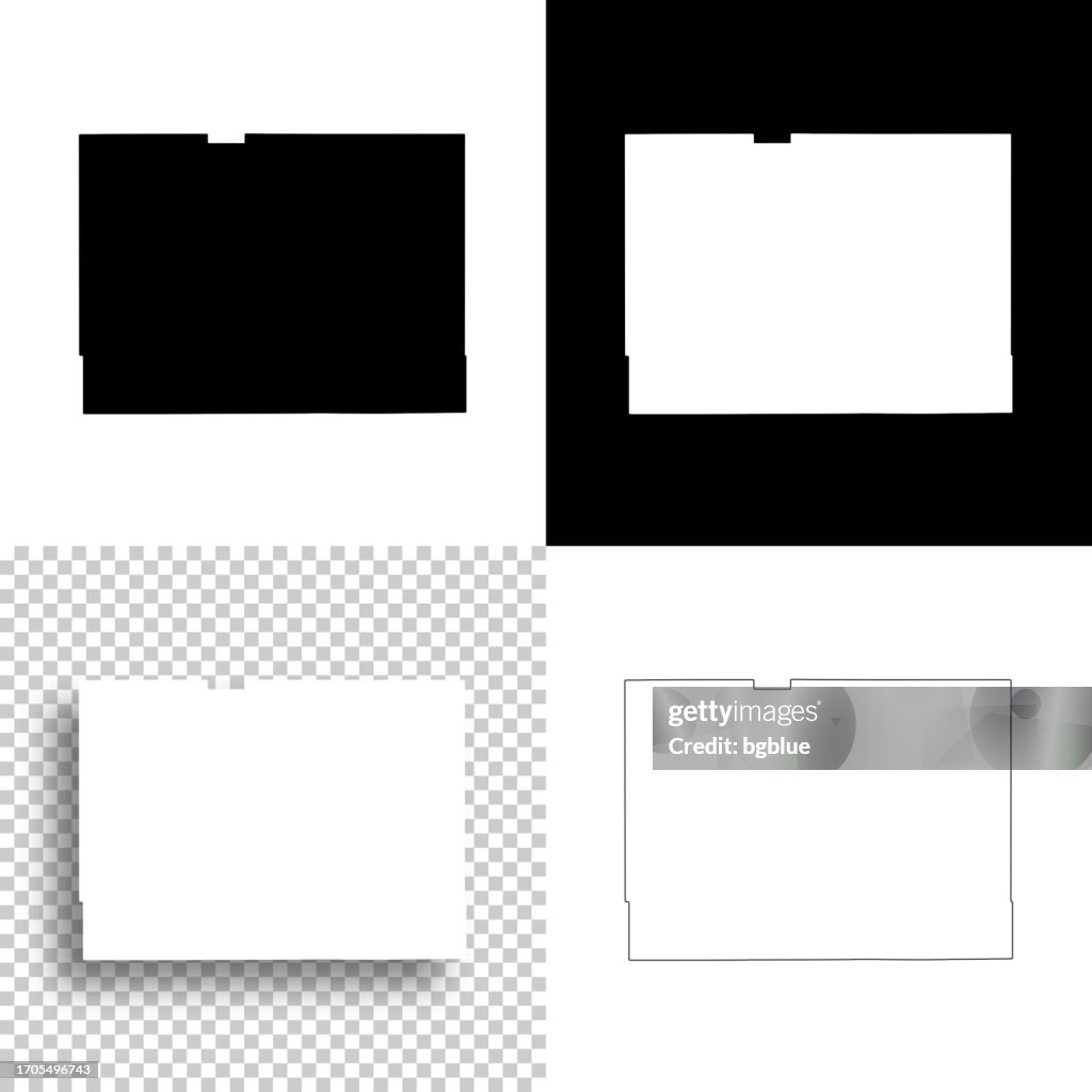 Reno County, Kansas. Maps for design. Blank, white and black backgrounds
