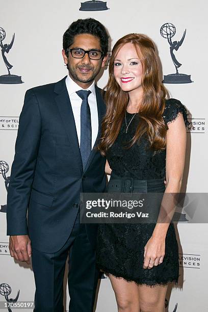 Actors Adhir Kalyan and Emily Wilson arrive at the 40th Annual Daytime Emmy Nominees Cocktail Reception at Montage Beverly Hills on June 13, 2013 in...