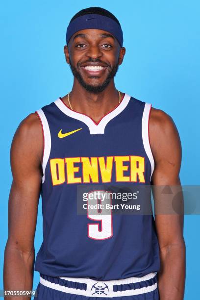 Justin Holiday of the Denver Nuggets poses for a head shot during 2023-24 NBA Media Day on October 2, 2023 at the Ball Arena in Denver, Colorado....