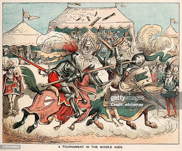 medieval tournament - courtier stock illustrations