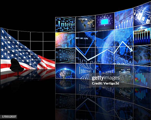 digital news tv studio room - virtual television studio stock pictures, royalty-free photos & images