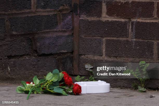 Evidence at the scene of a fatal stabbing of a fifteen year old girl, behind the Whitgift Shopping Centre on September 27, 2023 in Croydon, England....